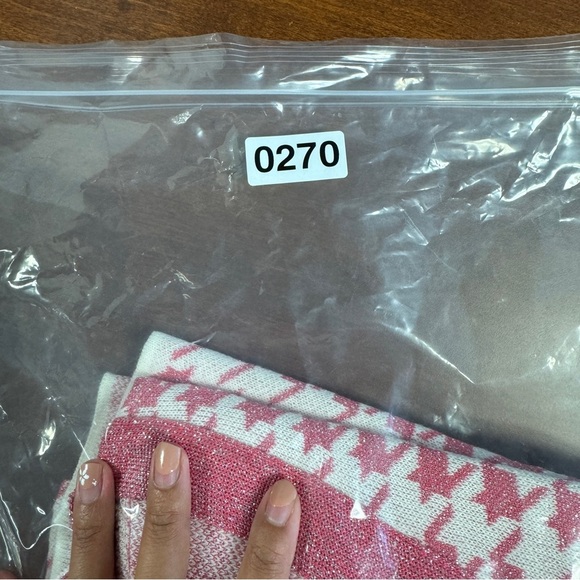 FIGARO Pink White Houndstooth Cardigan Dress Size 3 Long Sleeve Made in Greece - Picture 13 of 14